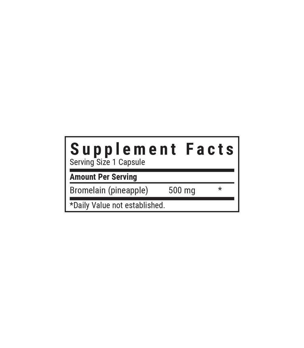 Bluebonnet’s Super Bromelain 500 mg Vegetable Capsules, supplement facts panel