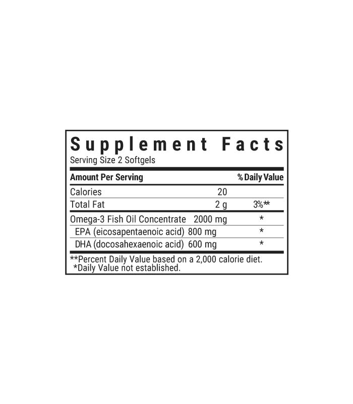 Bluebonnet’s Omega-3 Fish Oil Heart Health Softgels, supplement facts panel