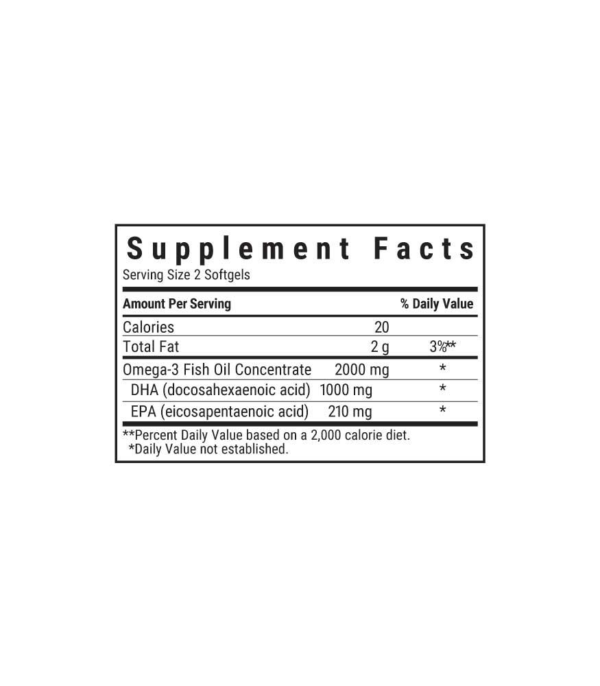 Bluebonnet’s Omega-3 Fish Oil Brain Health Softgels supplement facts panel