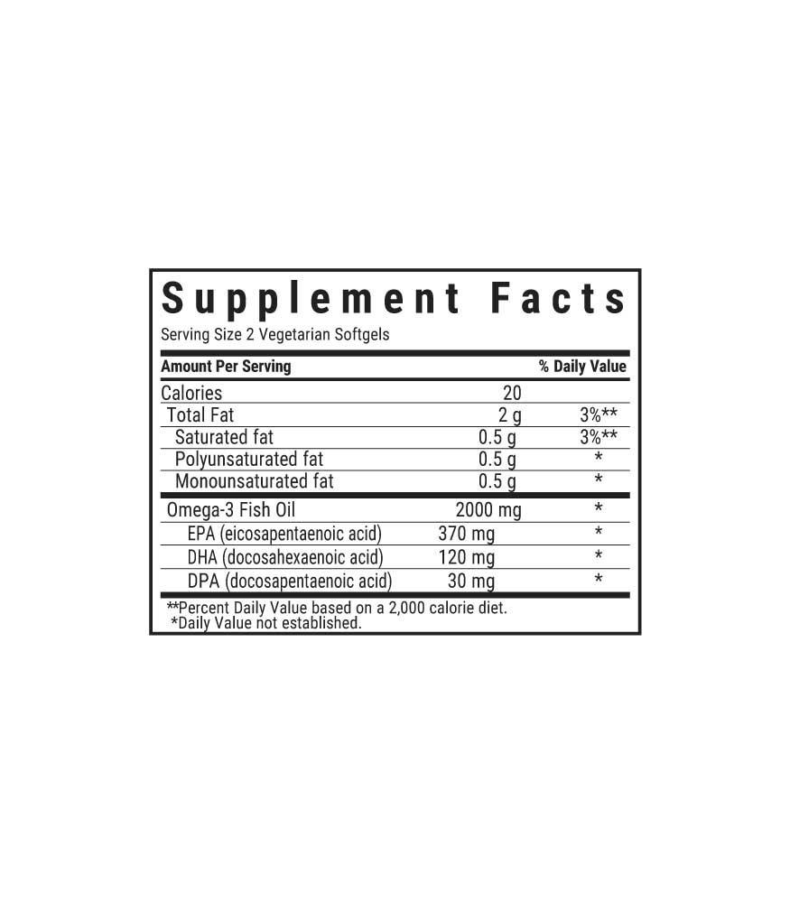 Omega-3 Kosher Fish Oil Vegetarian Softgels supplement facts panel