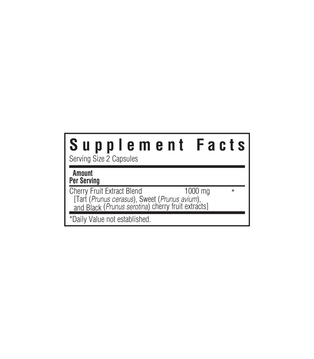 Bluebonnet's Cherry Fruit Extract Vegetable Capsules supplement facts panel