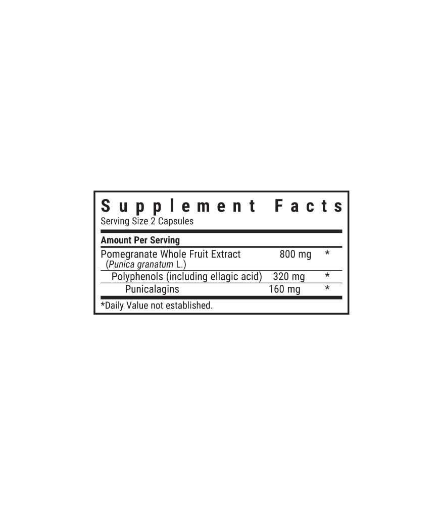 Bluebonnet’s Pomegranate Whole Fruit Extract Vegetable Capsules supplement facts panel