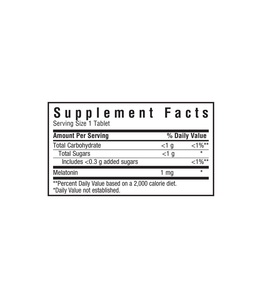 Bluebonnt's Earthsweet Chewables Melatonin 1 mg chewable tablets, supplement facts panel