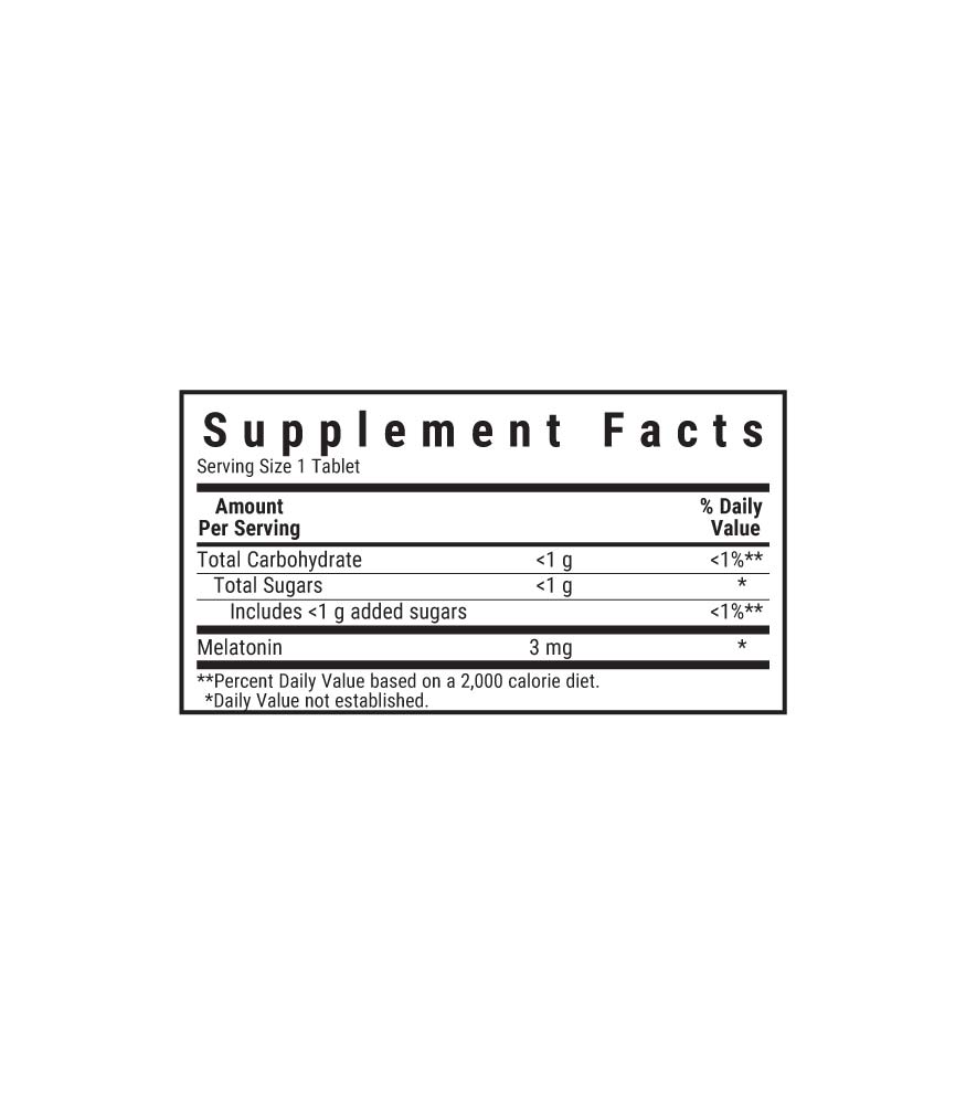 Bluebonnet’s EarthSweet Chewables Melatonin 3 mg Chewable Tablets, supplement facts panel