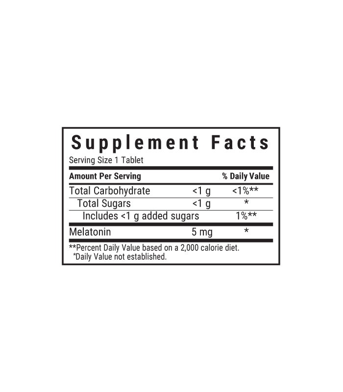 Bluebonnet’s EarthSweet Chewables Melatonin 5 mg Chewable Tablets, supplement facts panel