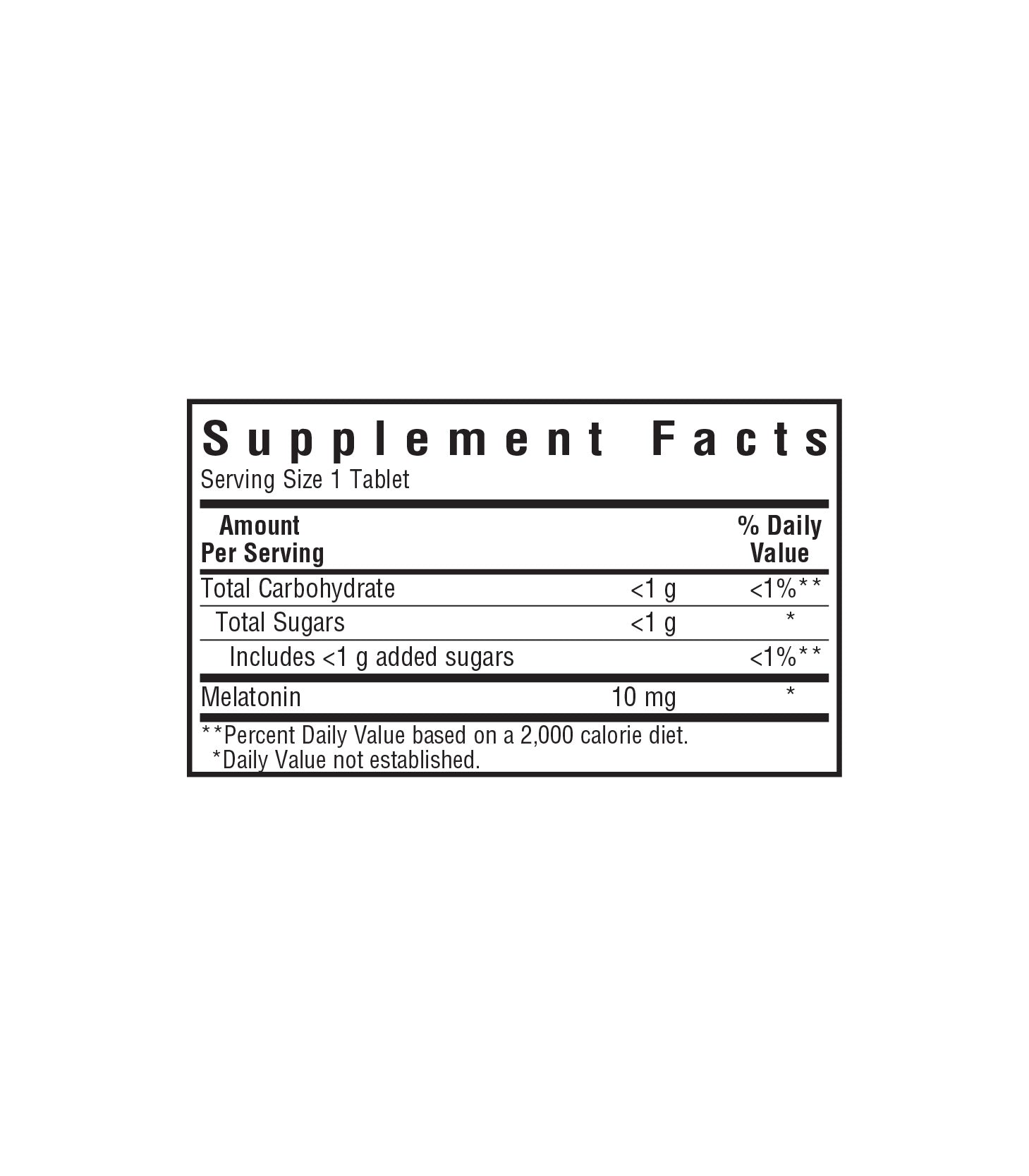Bluebonnet’s EarthSweet Chewables Melatonin 10 mg Chewable Tablets, supplement facts panel