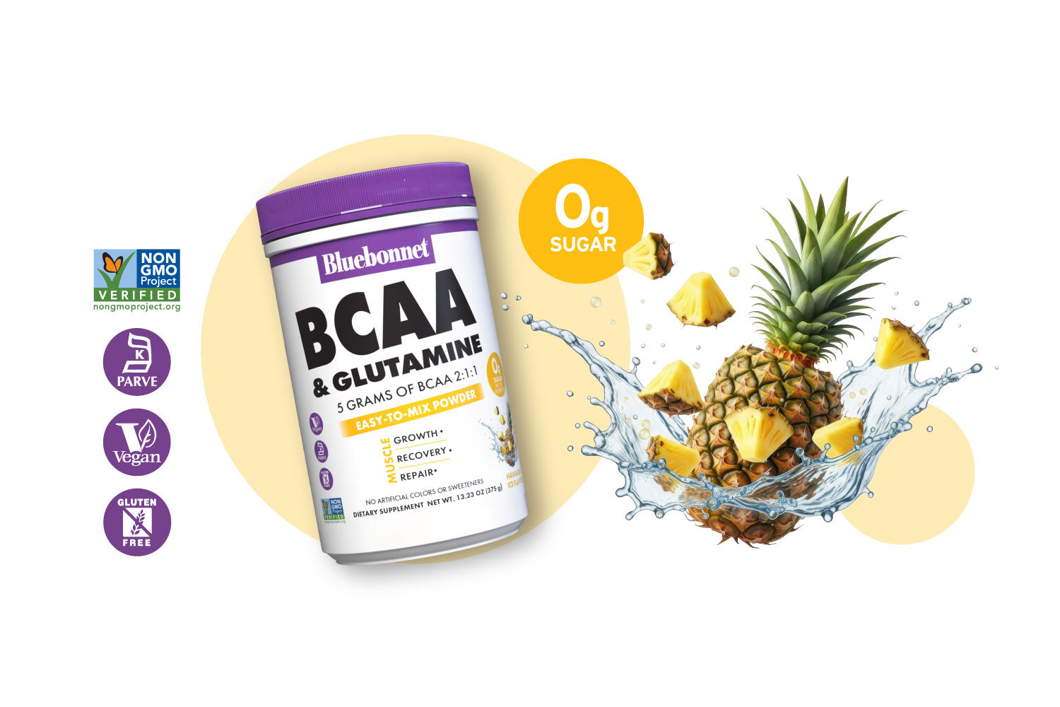 BCAA & Glutamine easy to mix powder, 13.23 oz canister