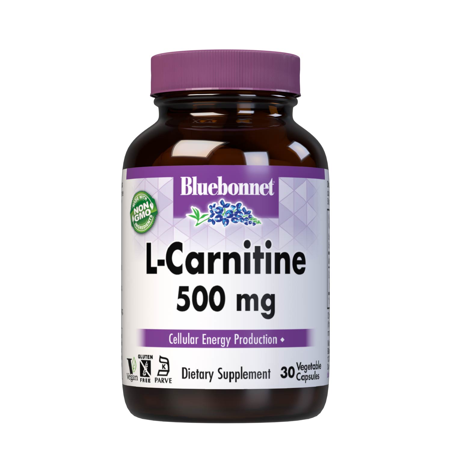 Bluebonnet’s L-Carnitine 500 mg 30 Vegetable Capsules are formulated with the free-form amino acid L-carnitine tartrate in its crystalline form which may support cellular energy. #size_30 count