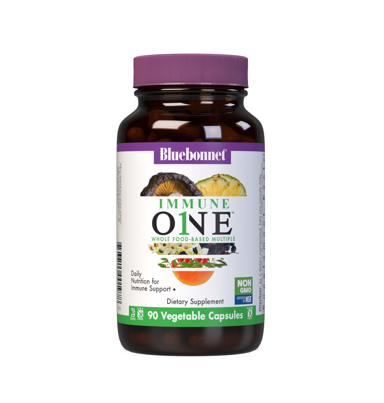 Bluebonnet Nutrition's Immune One 90 vegetable capsules delivers targeted nutrients for respiratory support, sinus comfort, immune defense and antioxidant protection including: Vitamin E derived from Non-GMO sunflower oil Active coenzyme forms of B vitamins. #size_90 count