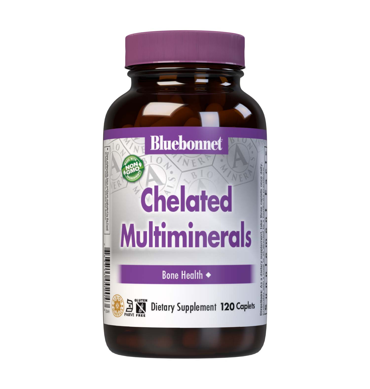 Bluebonnet’s Albion Chelated Multiminerals 120 Caplets are formulated with a fully reacted amino acid chelate multimineral supplement formulated with iron and advanced chelating agents, including: malates, citrates and glycinates. #size_120 count