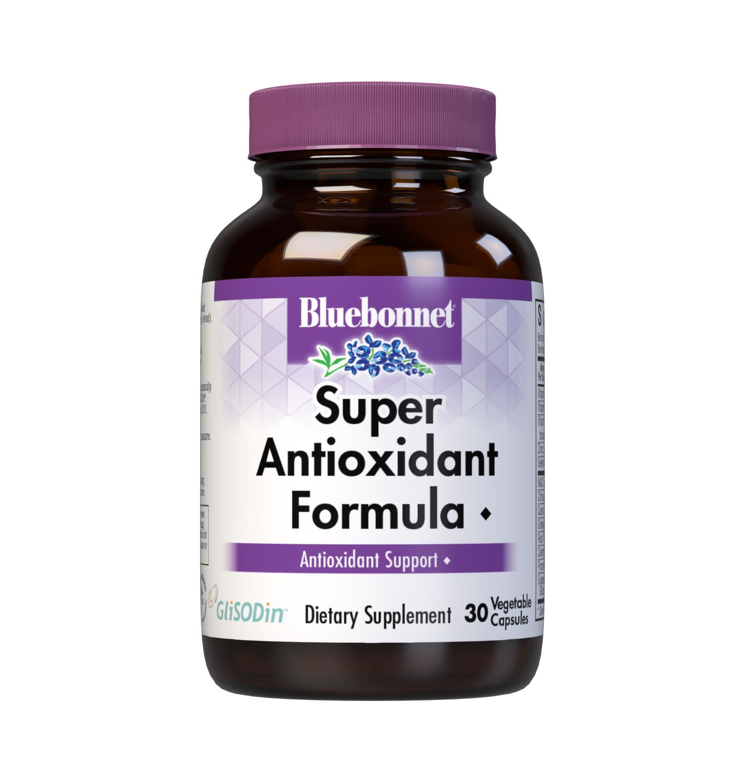 Bluebonnet’s Super Antioxidant Formula 30 Vegetable Capsules are specially formulated with a full range of potent antioxidants, including GliSODin, the first vegetarian form of SOD from cantaloupe melon, and coenzyme Q10, Pycnogenol, red wine polyphenols and N-acetyl-L-cysteine. #size_30 count