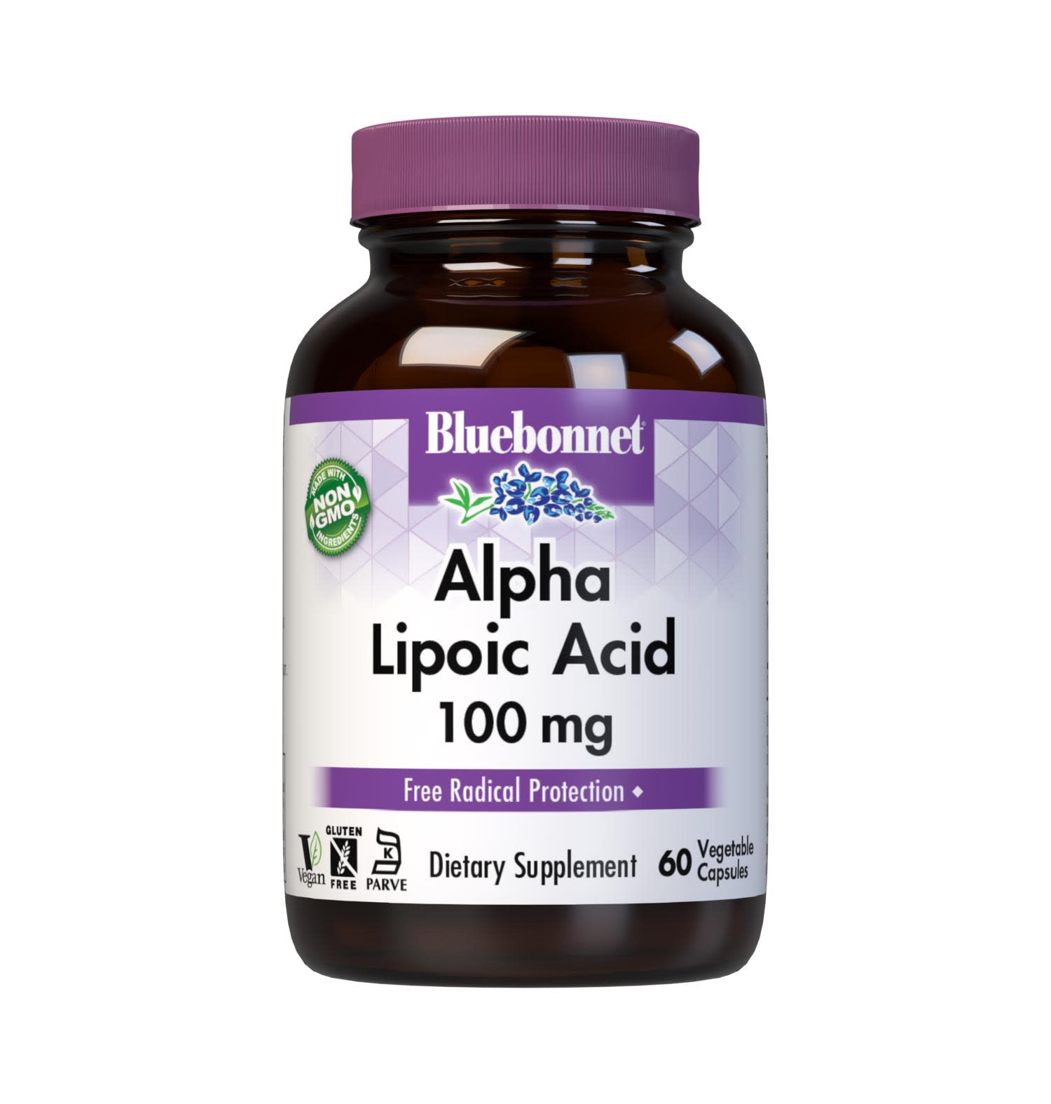 Bluebonnet’s Alpha Lipoic Acid 100 mg 60 Vegetable Capsules are formulated with alpha lipoic acid from thiotic acid. Alpha lipoic acid is a unique fat-soluble and water-soluble nutrient that is known for its free radical scavenger activity. #size_60 count