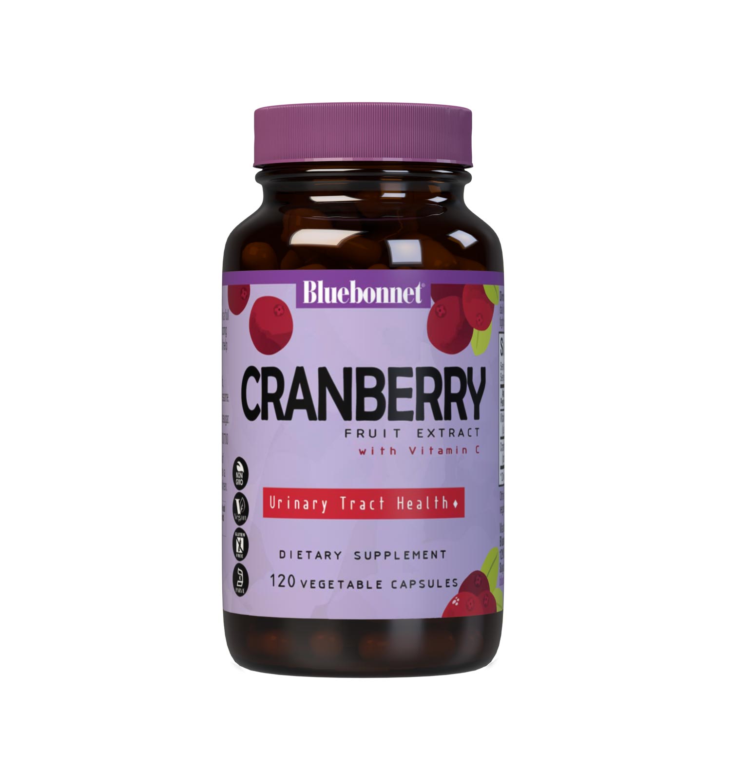 Bluebonnet’s Cranberry Fruit Extract with Vitamin C 120 Vegetable Capsules are Formulated with 500 mg of Cranberry Fruit Extract & 60 mg Identity-Preserved Vitamin C to help support urinary tract health. #size_120 count