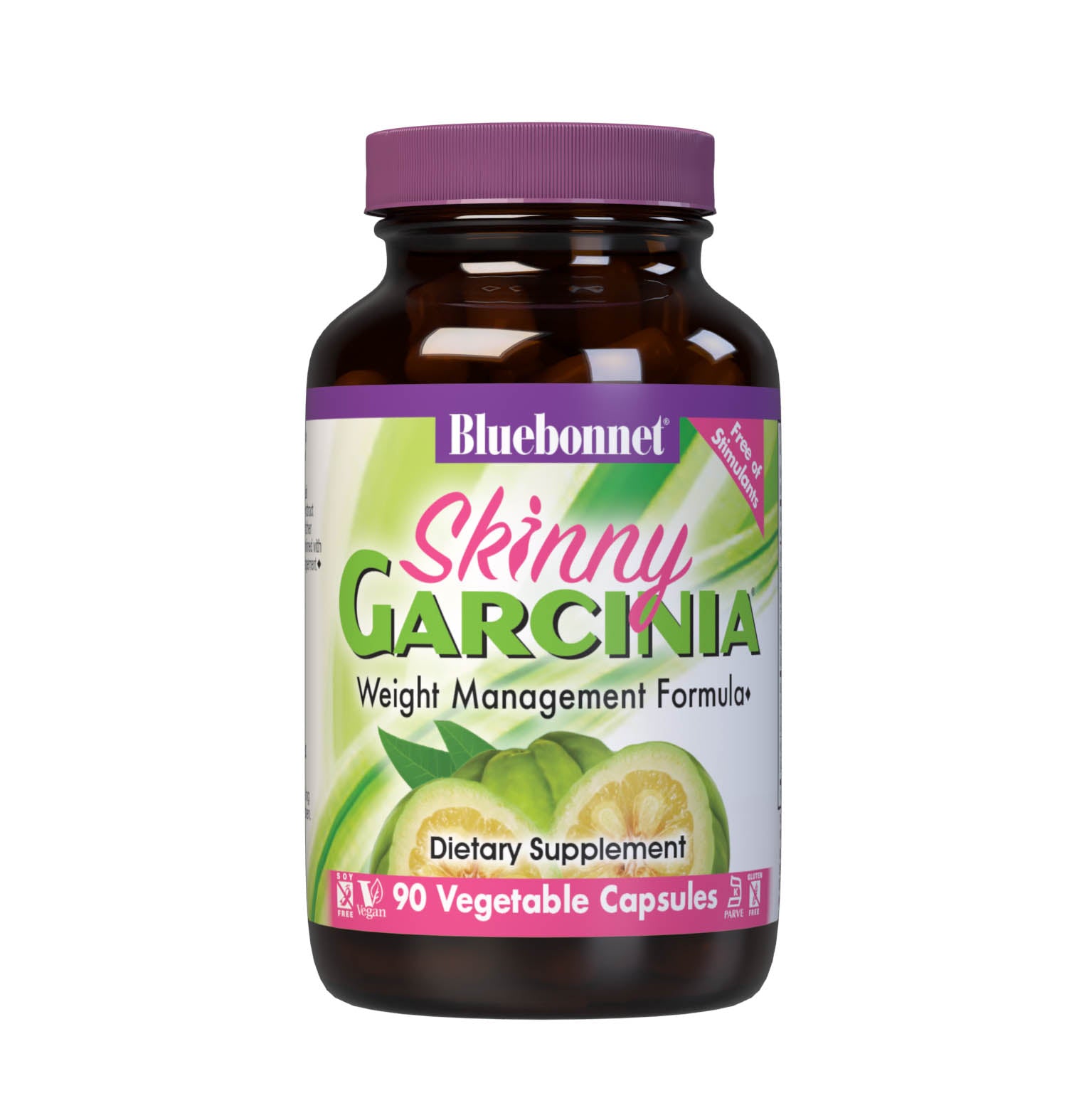 Bluebonnet’s Skinny Garcinia 90 Vegetable Capsules are specially formulated with the patented South Asian fruit extract, Garcinia cambogia, known as Super CitriMax that is standardized to 60% [750 mg] hydroxycitric acid (HCA). When combined with proper diet and exercise, this caffeine-free, non-stimulant formula may help support healthy weight management by burning fat, supporting healthy blood sugar levels already within normal range, and curbing appetite. #size_90 count