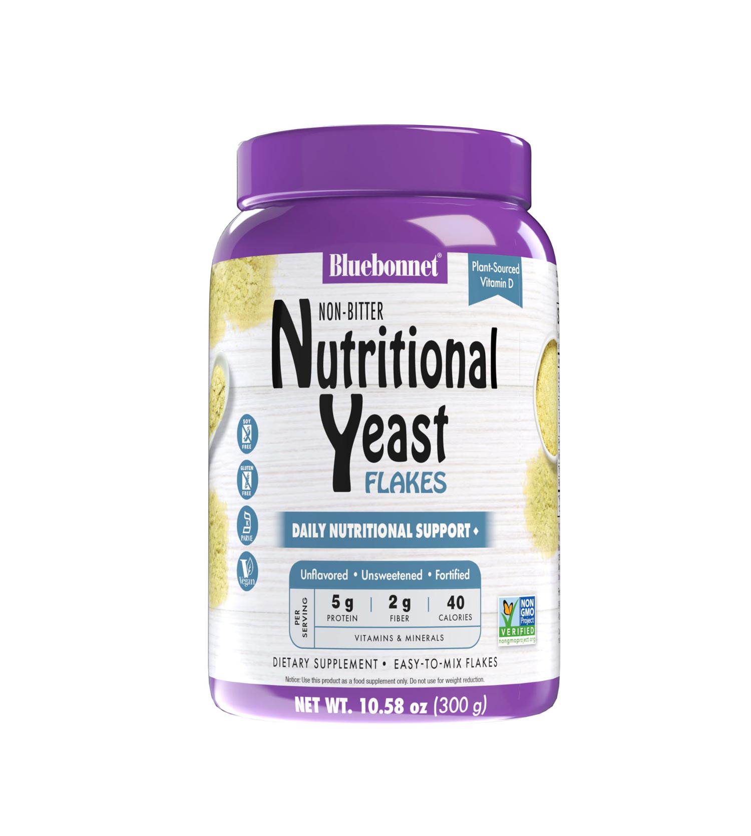 Bluebonnet’s Nutritional Yeast Flakes is formulated with a select strain of Saccharomyces cerevisiae that is grown on certified non-GMO sugar beet molasses instead of the typical grain-derived brewer’s yeast that is recovered from the beer-brewing process. Premium Nutritional Yeast provides a toasted, non-bitter, savory flavor without any artificial sweeteners, colors, or flavors and can be incorporated into any recipe to improve texture and nutritional value. #size_10.58 oz