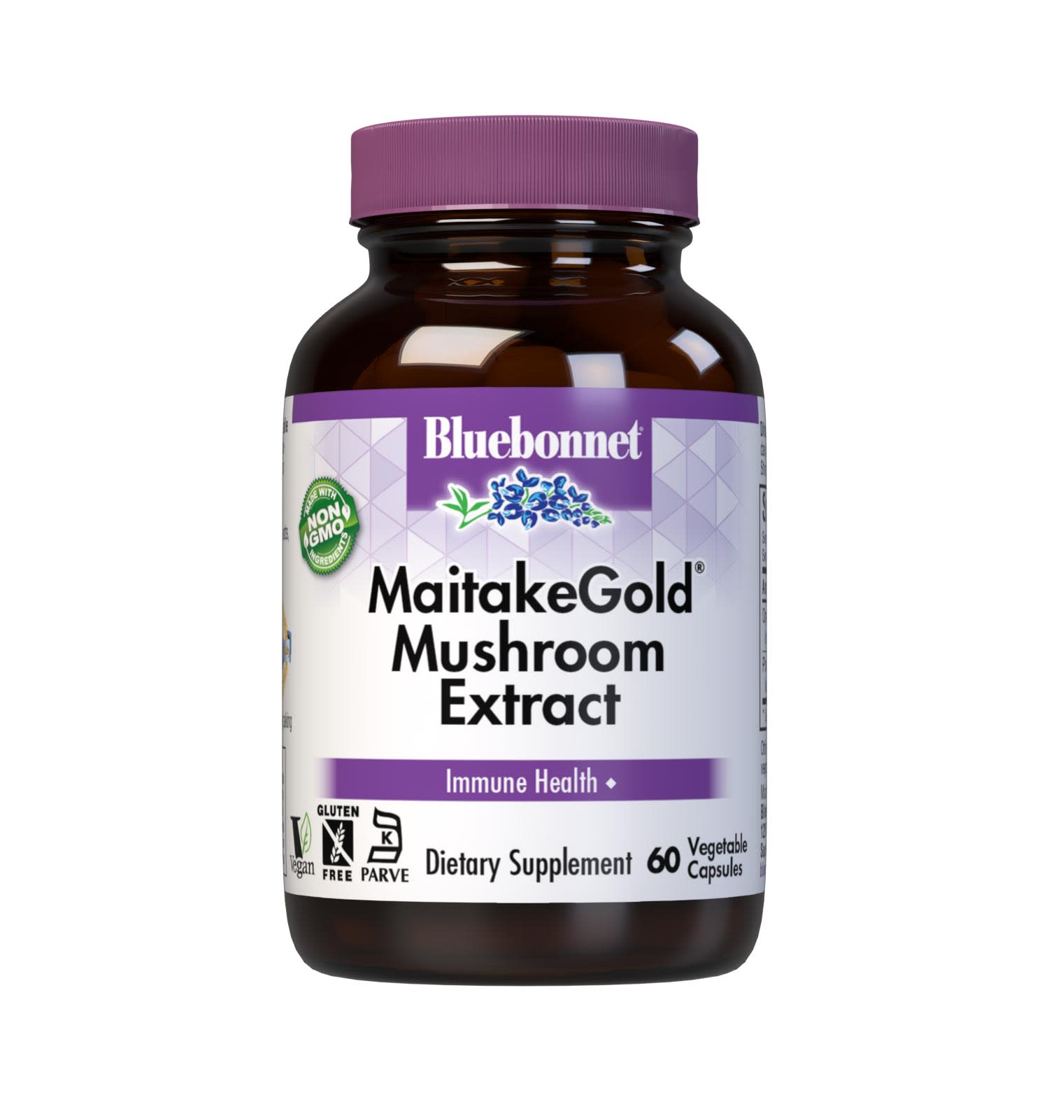 Bluebonnet’s MaitakeGold Mushroom Extract 60 Vegetable Capsules have been expertly formulated with a combination of clinically studied, patented MaitakeGold 404 extract with organic whole maitake mycelia grown on brown rice to support immune health. #size_60 count