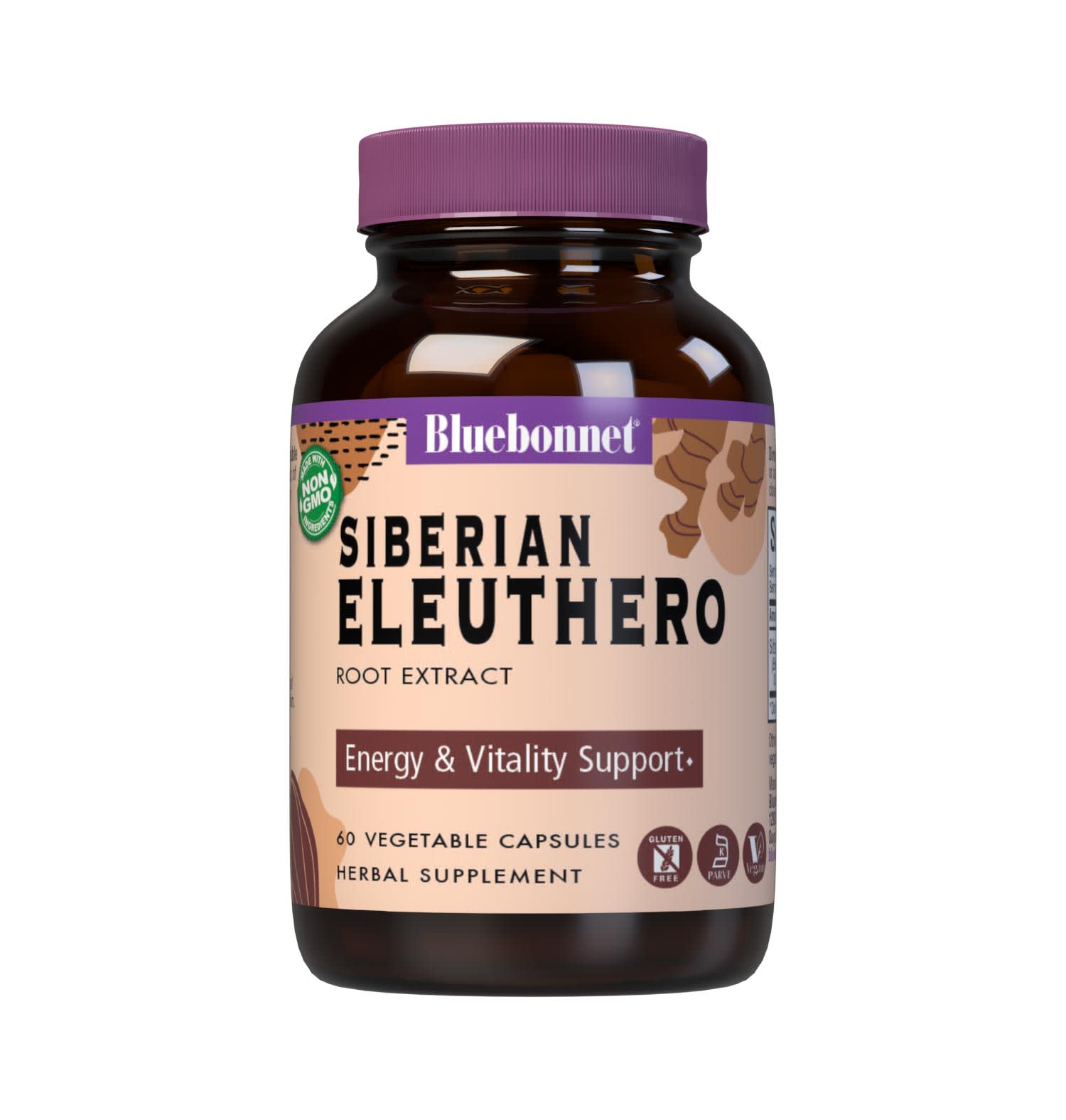 Bluebonnet’s Siberian Eleuthero Root Extract 60 Vegetable Capsules are formulated with a standardized extract of eleutherosides, the most researched active constituents found in Siberian eleuthero root. A clean and gentle water-based extraction method is employed to capture and preserve Siberian eleuthero root’s most valuable components. #size_60 count