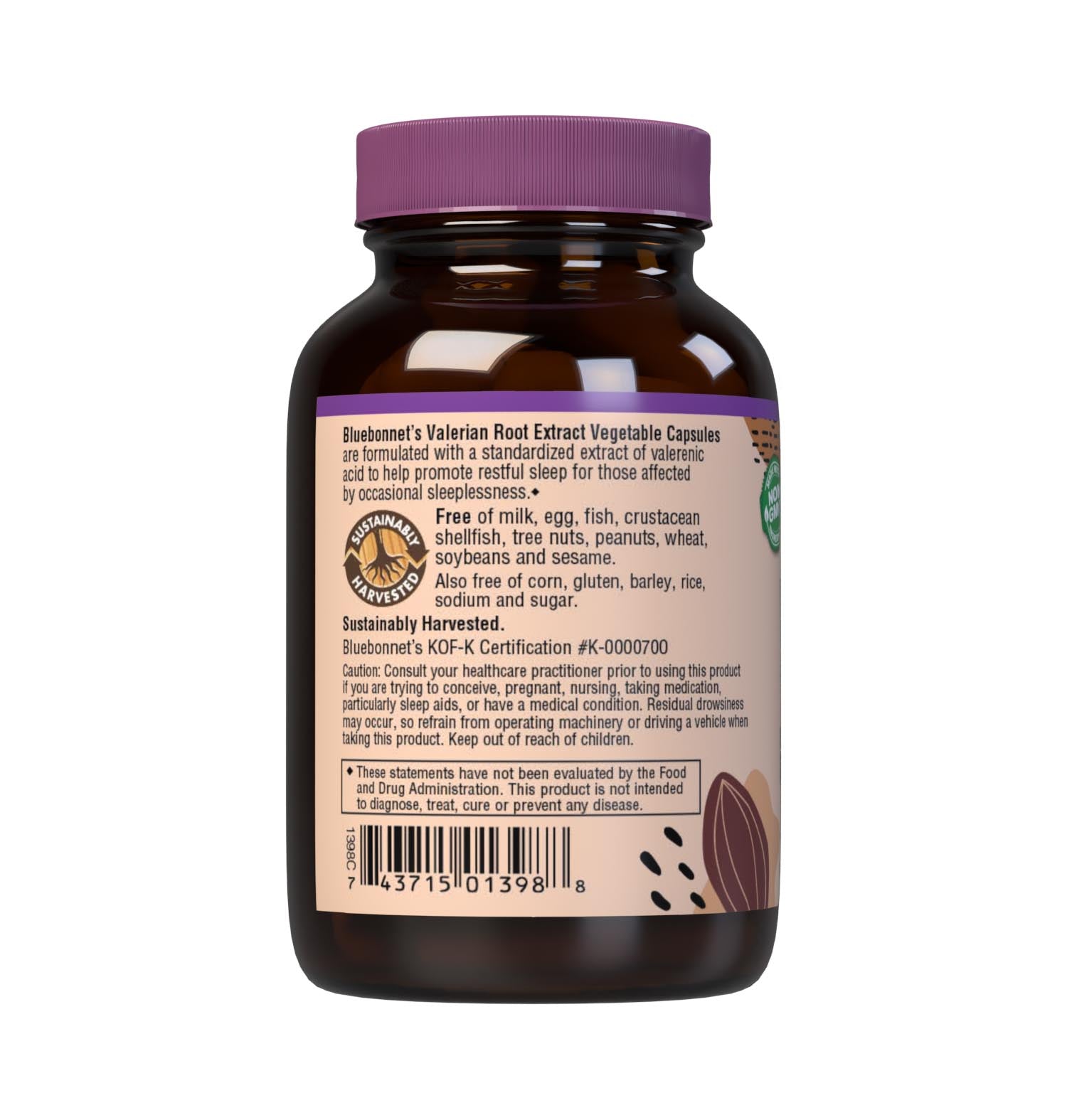 Bluebonnet’s Valerian Root Extract 60 Vegetable Capsules contain a standardized extract of total valerenic acid, the most researched active constituent found in valerian. A clean and gentle water-based extraction method is employed to capture and preserve valerian’s most valuable components. Description panel. #size_60 count