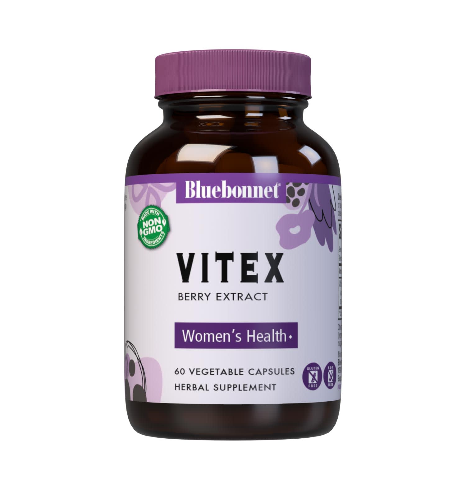 Bluebonnet’s Vitex Berry Extract 60 Vegetable Capsules contain a standardized extract of agnusides, the most researched active constituents found in vitex, which may support women's health. A clean and gentle water-based extraction method is employed to capture and preserve vitex’s most valuable components. #size_60 count