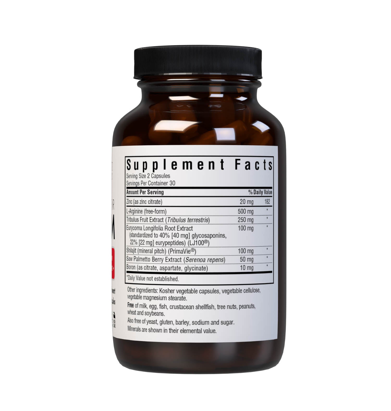 Bluebonnet’s Intimate Essentials For Him Testosterone & Libido Boost Vegetable Capsules are specially formulated to help stimulate a man’s sexual chemistry by amplifying testosterone and libido levels. Supplement facts panel. #size_60 count