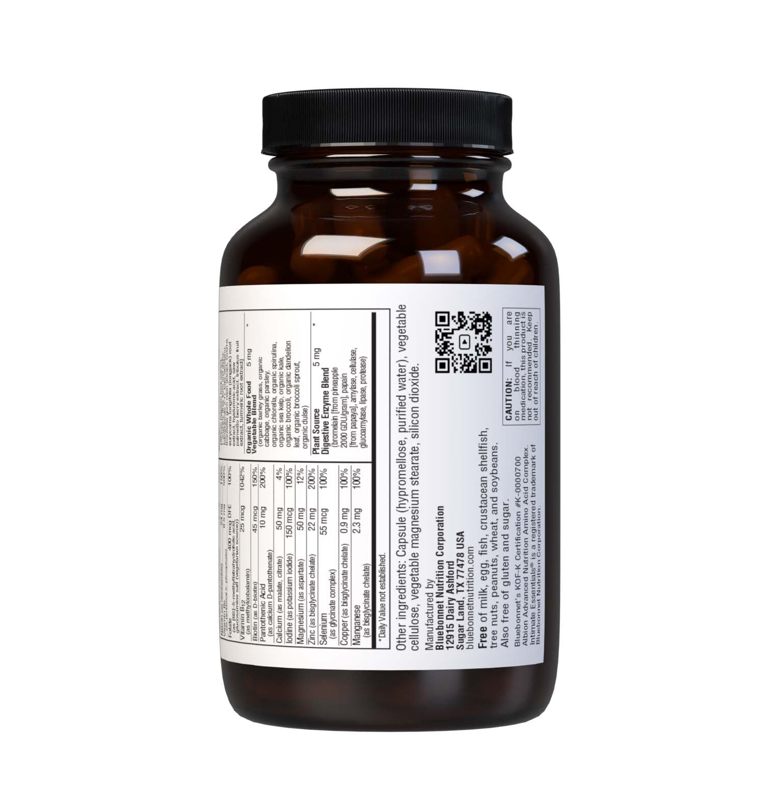 Bluebonnet’s Intimate Essentials Fertility For HIM Whole Food-Based Multiple Vegetable Capsules are specially formulated to help support a man’s fertility by providing the necessary vitamins, minerals and botanicals needed for optimal reproductive health and wellness. Description panel. #size_60 count