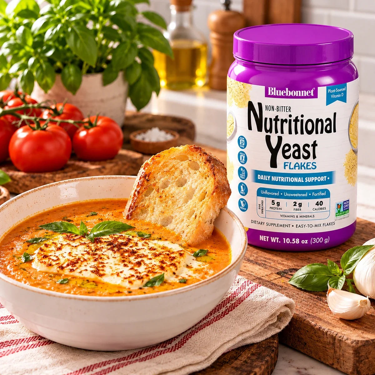 Roasted Butternut Squash & Tomato Soup with Nutritional Yeast