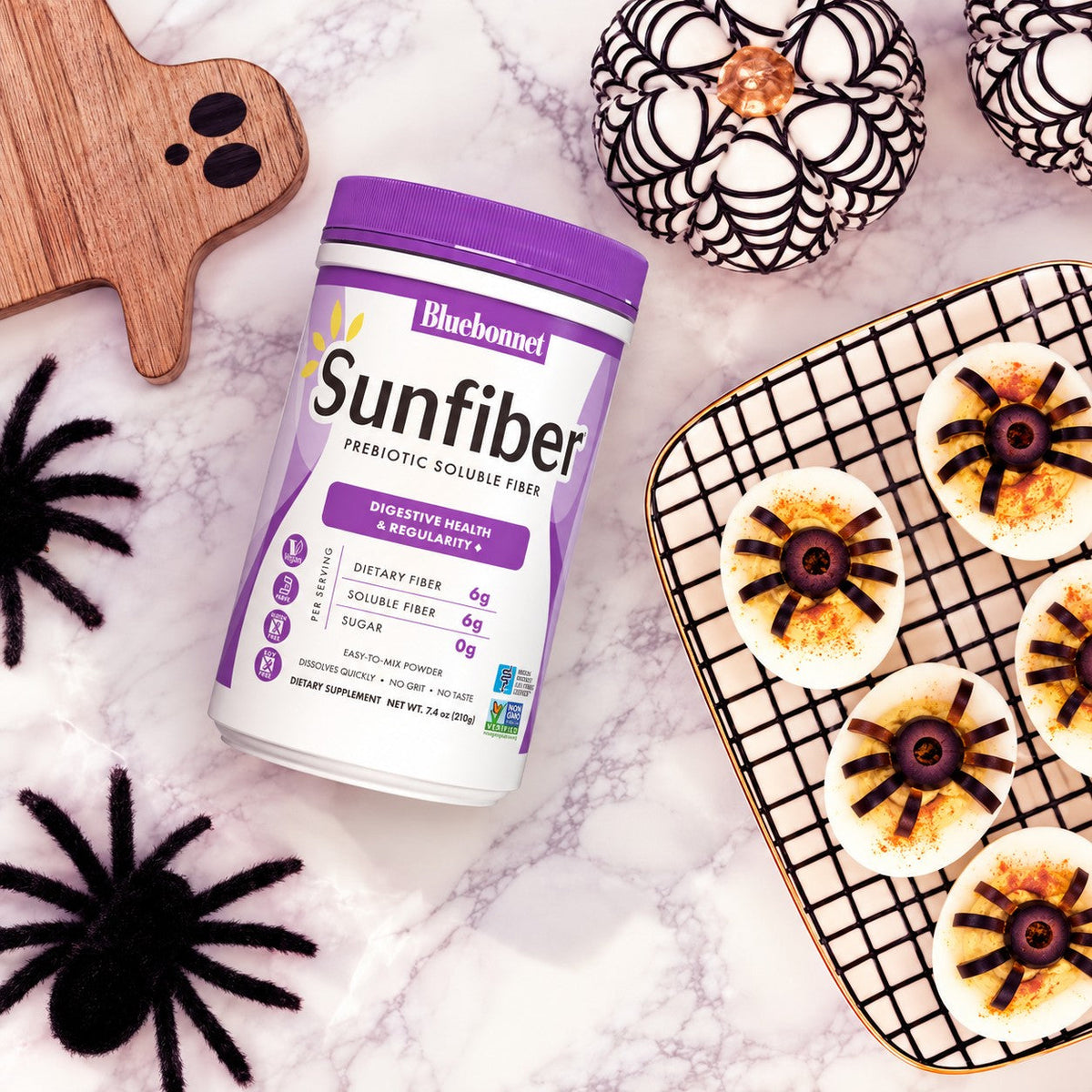Spooky Sunfiber Deviled Eggs