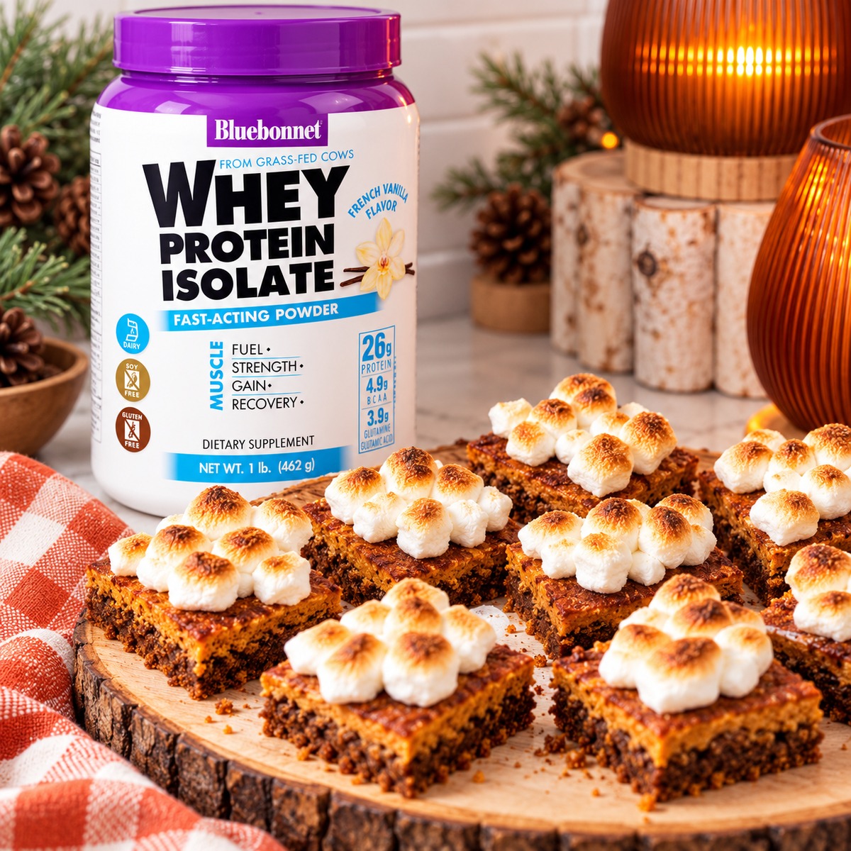 Sweet Potato Protein Bars with Toasted Marshmallows