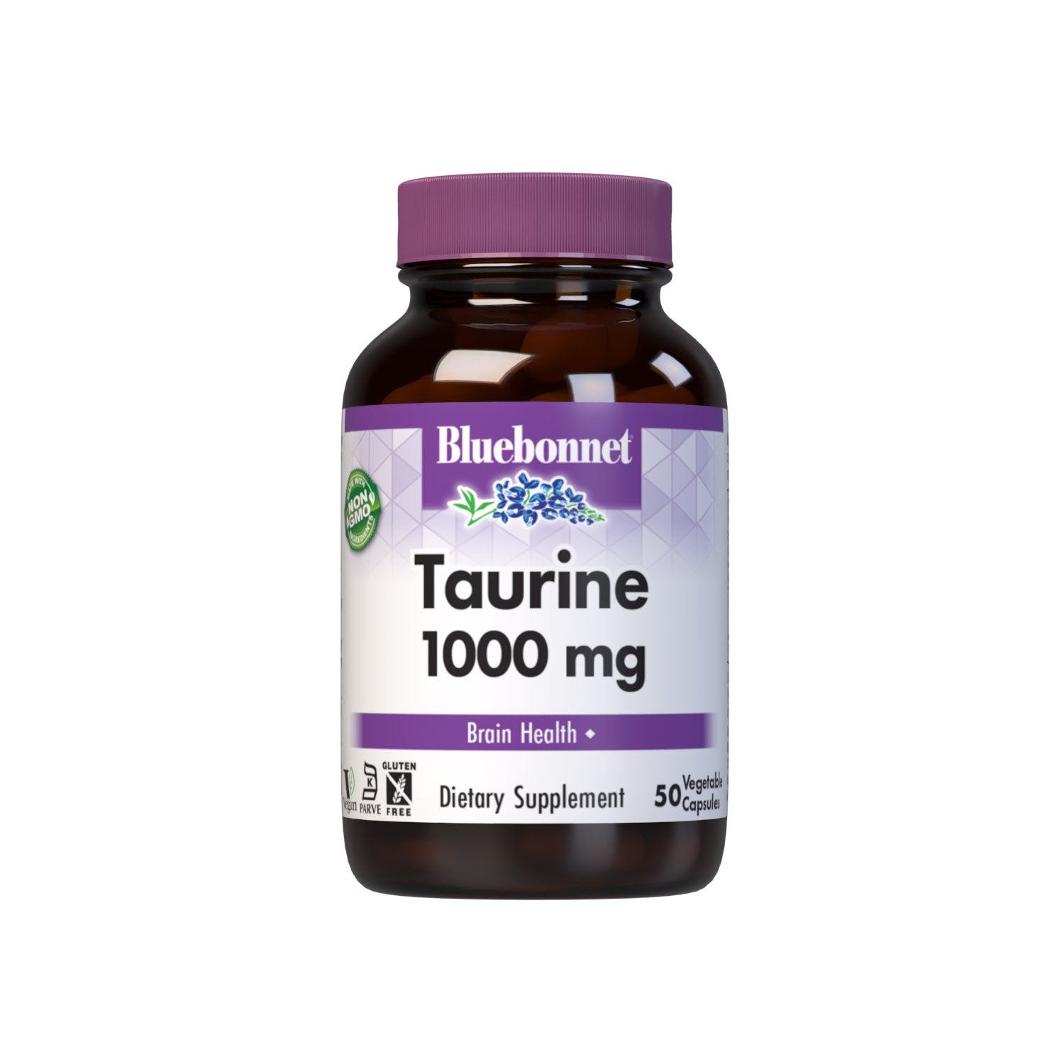 Bluebonnet’s Taurine 1000 mg 50 Vegetable Capsules are formulated with the free-form amino acid taurine from Ajinomoto to hep support nervous system health. #size_50 count