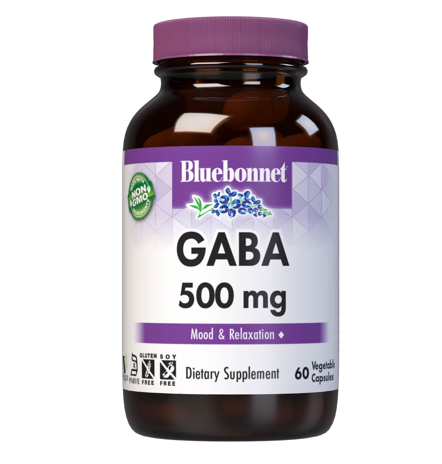 Bluebonnet’s GABA 500 mg 60 Vegetable Capsules are specially formulated to help the body and mind adapt and cope with occasional stressors while supporting an overall sense of relaxation utilizing a combination of gamma-aminobutyric acid (GABA) and the cellular active, coenzyme form of vitamin B6, pyridoxal 5’ phosphate. #size_60 count