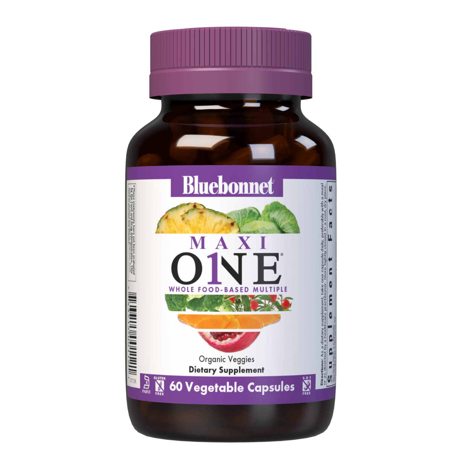 Bluebonnet’s Maxi ONE formula 60 Vegetable Capsules is a higher potency, single daily multivitamin and multimineral dietary supplement in a capsule and is formulated with highly efficient patented Albion chelated minerals, vitamin K2 from natto, select coenzyme B vitamins along with energy & vitality, organic whole food, and plant source enzyme blends. #size_60 count