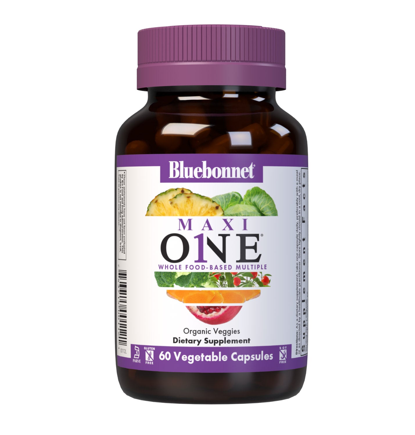 Bluebonnet’s Maxi ONE formula 60 Vegetable Capsules is a higher potency, single daily multivitamin and multimineral dietary supplement in a capsule and is formulated with highly efficient patented Albion chelated minerals, vitamin K2 from natto, select coenzyme B vitamins along with energy & vitality, organic whole food, and plant source enzyme blends.  #size_60 count