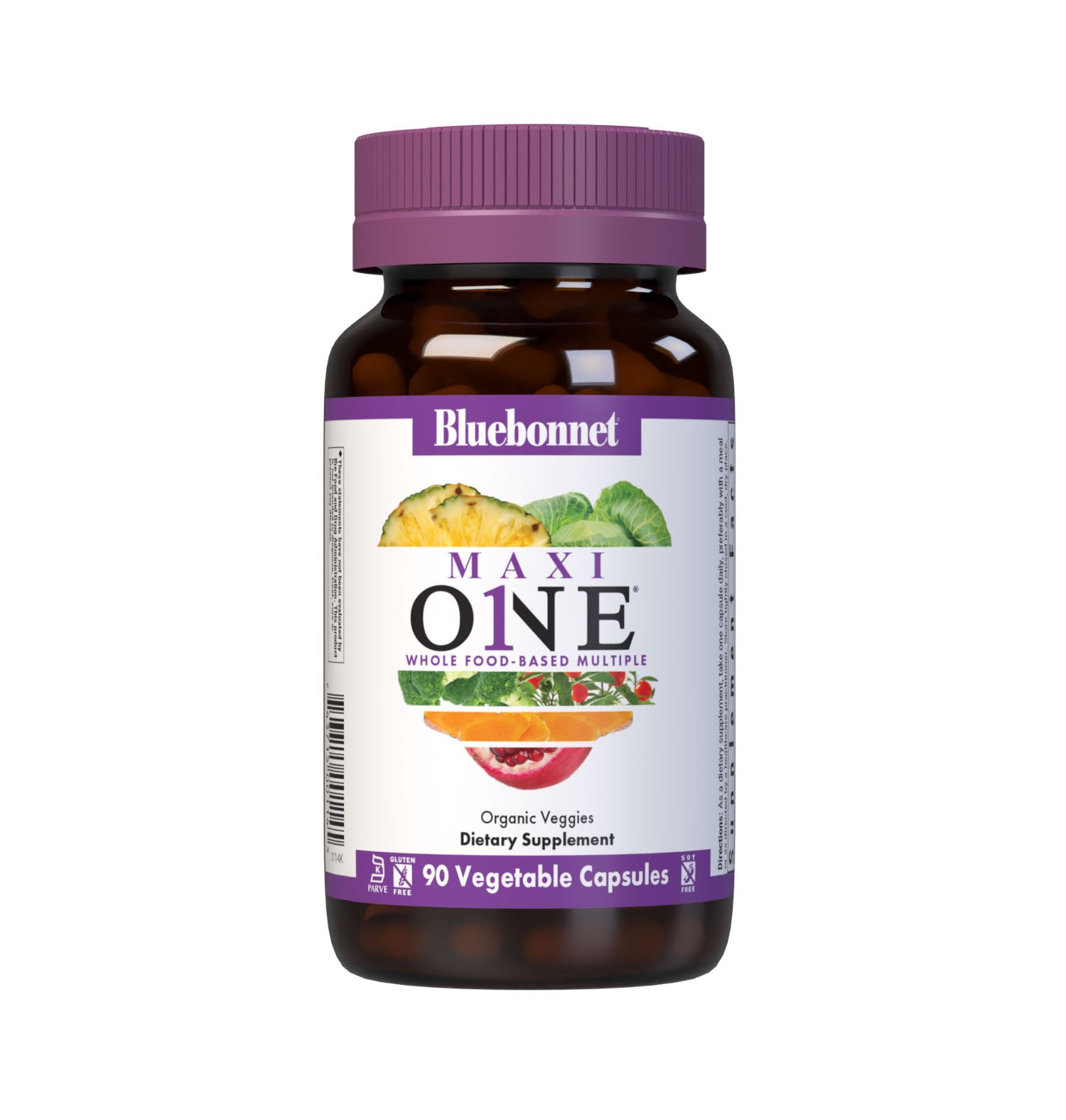 Bluebonnet’s Maxi ONE formula 90 Vegetable Capsules is a higher potency, single daily multivitamin and multimineral dietary supplement in a capsule and is formulated with highly efficient patented Albion chelated minerals, vitamin K2 from natto, select coenzyme B vitamins along with energy & vitality, organic whole food, and plant source enzyme blends. #size_90 count