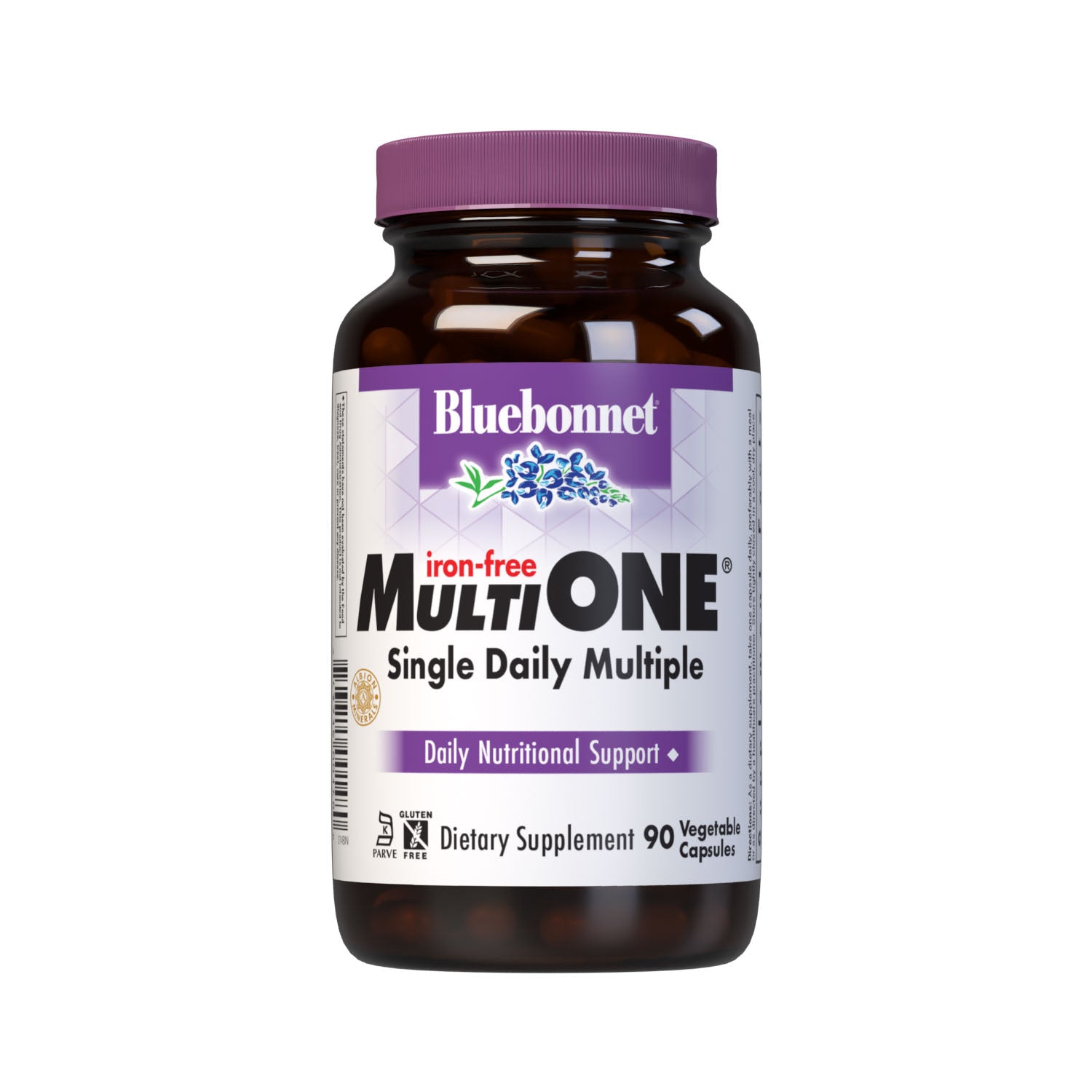Bluebonnet’s Multi One Iron-free Single Daily Multiple 90 vegetable capsules is formulated with crucial vitamins and minerals, plus Albion chelated minerals for daily nutrition and well being. #size_90 count