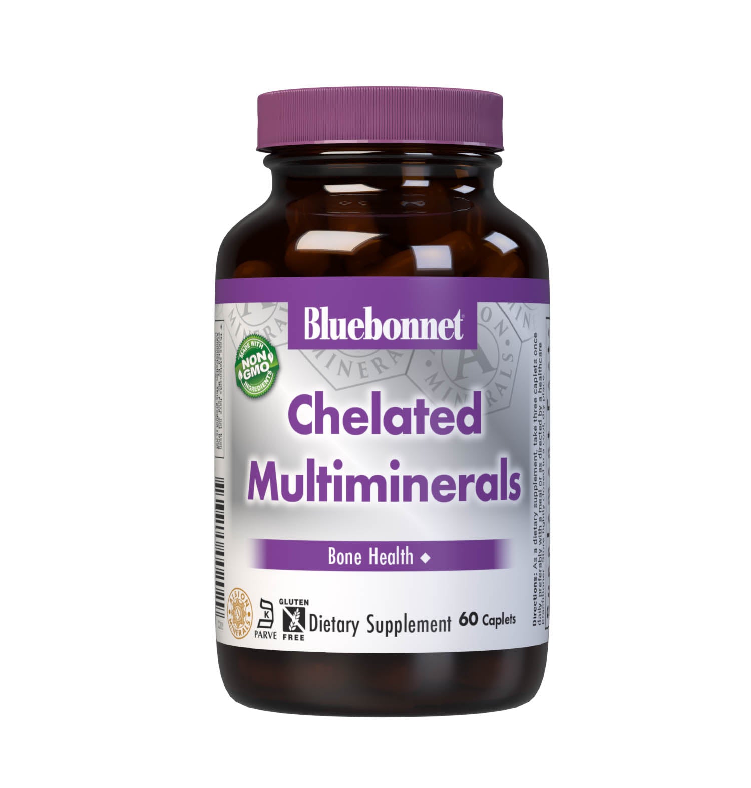 Bluebonnet’s Albion Chelated Multiminerals 60 Caplets are formulated with a fully reacted amino acid chelate multimineral supplement formulated with iron and advanced chelating agents, including: malates, citrates and glycinates. #size_60 count