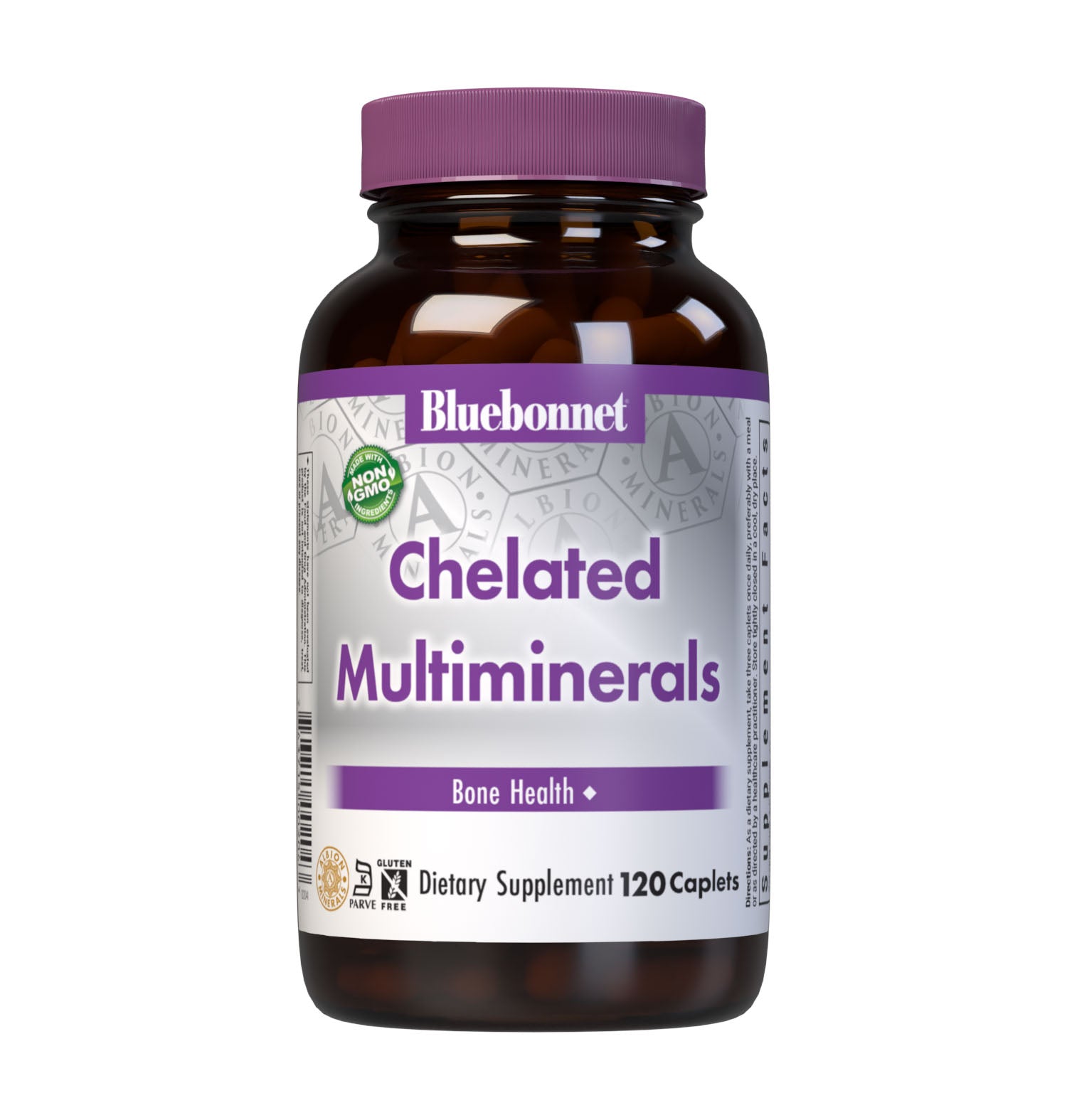 Bluebonnet’s Albion Chelated Multiminerals 120 Caplets are formulated with a fully reacted amino acid chelate multimineral supplement formulated with iron and advanced chelating agents, including: malates, citrates and glycinates.  #size_120 count