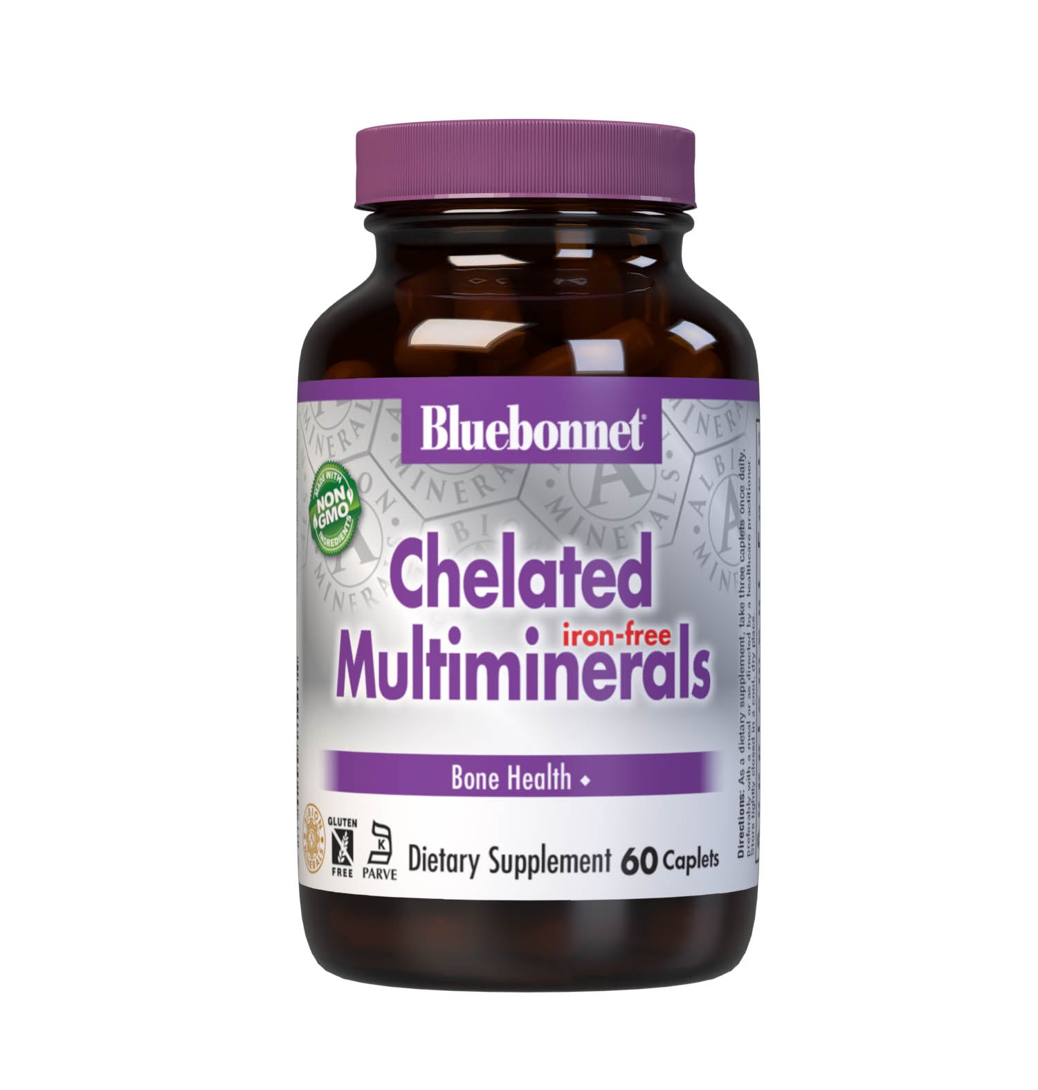 Bluebonnet’s Albion Chelated Multiminerals 60 Caplets (Iron-Free) are formulated with a fully reacted amino acid chelate multimineral supplement formulated with iron and advanced chelating agents, including: malates, citrates and glycinates. #size_60 count