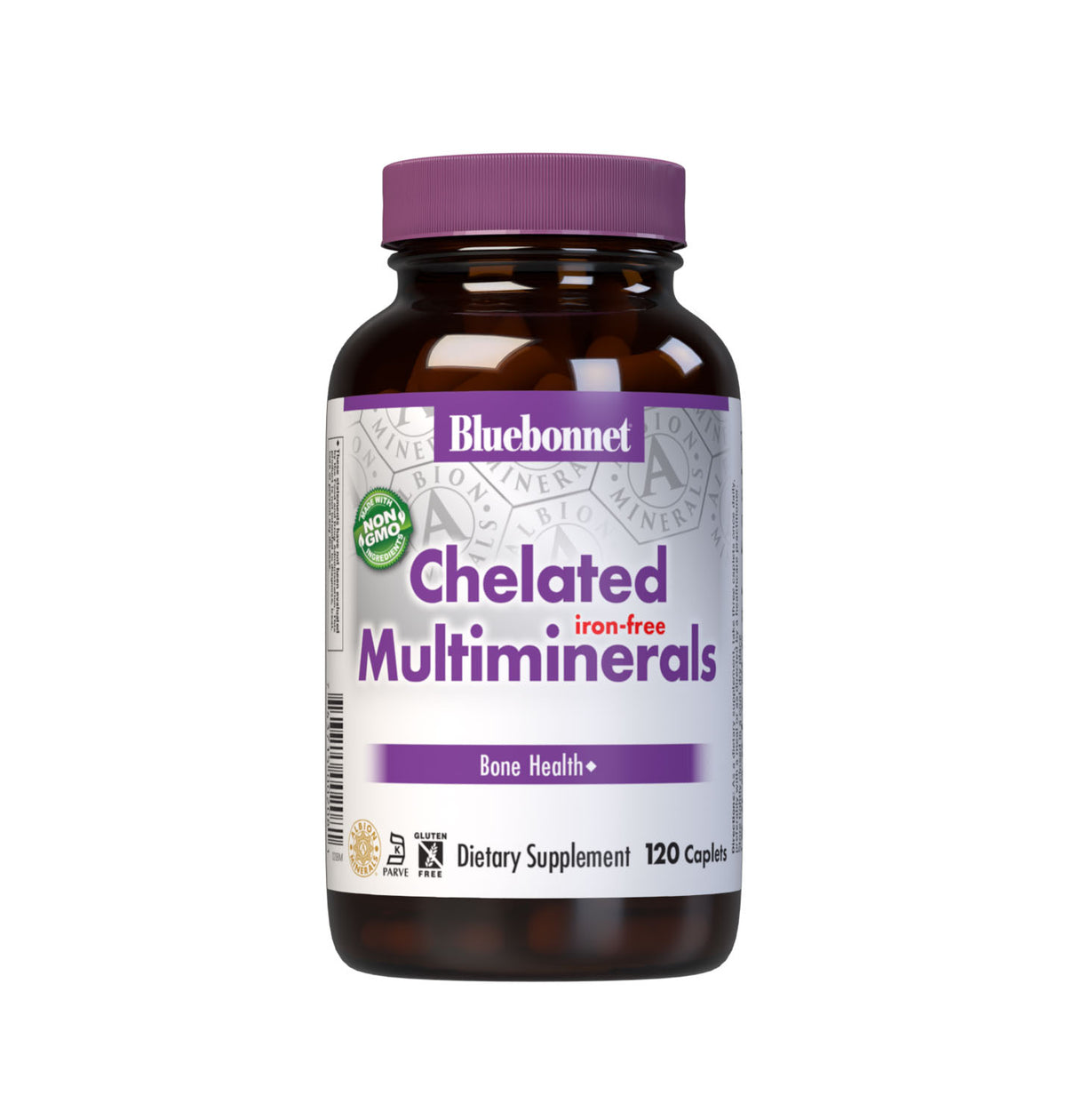 Bluebonnet’s Albion Chelated Multiminerals 120 Caplets (Iron-Free) are formulated with a fully reacted amino acid chelate multimineral supplement formulated with iron and advanced chelating agents, including: malates, citrates and glycinates. #size_120 count