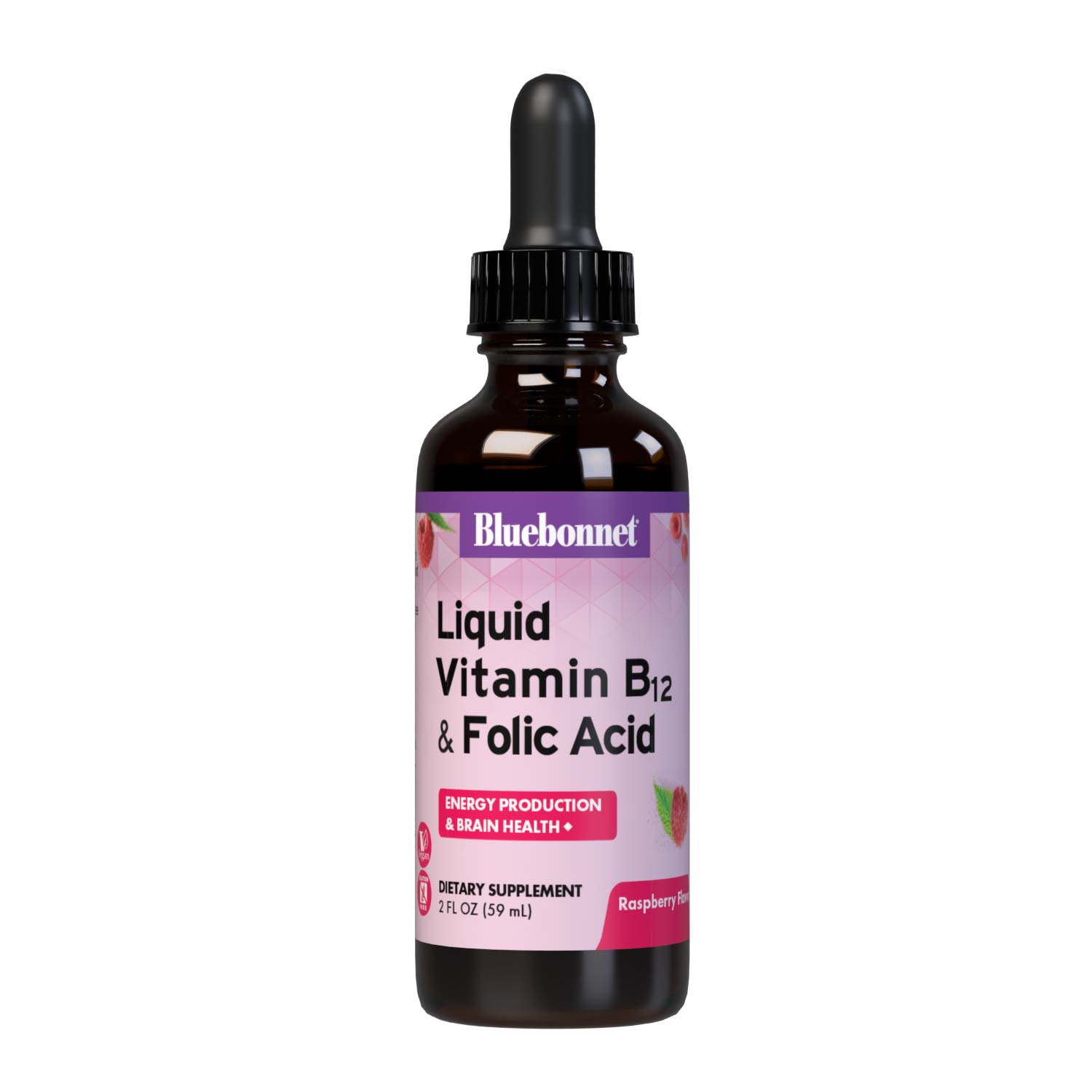 Bluebonnet’s Liquid Vitamin B12 & Folic Acid are formulated with fast-acting vitamin B12 and folic acid that supports cellular energy production and nervous system health. #size_2 fl oz
