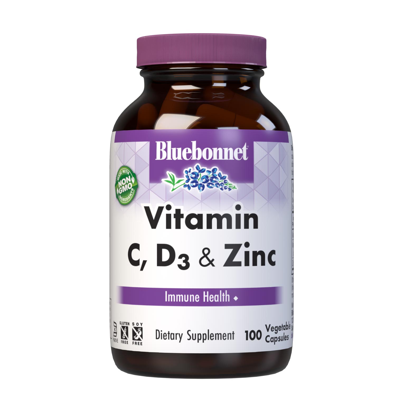 Bluebonnet’s Vitamin C, D3 & Zinc 100 Vegetable Capsules are specially formulated with antioxidants and immune nutrients-vitamin C, vitamin D3 and zinc to support immune health and well being. #size_100 count