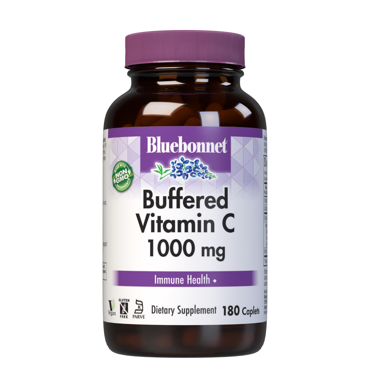 Bluebonnet Nutrition's BUFFERED VITAMIN C-1000 mg 180 caplets is formulated with 1000 mg of identity-preserved (IP) Buffered Vitamin C & Citrus Bioflavonoids and Rutin.  #size_180 count