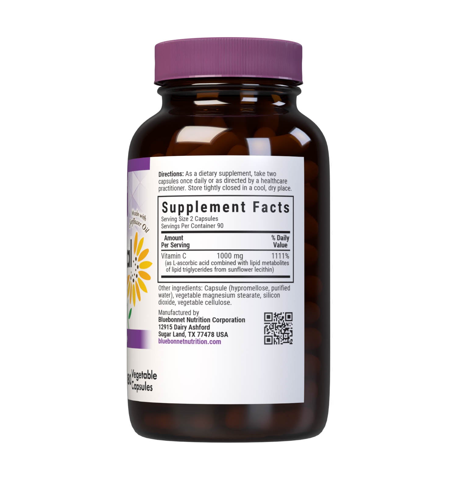 Formulated with Liposomal Pureway-C, 180 Vegetable Capsules a patented and clinically tested form of vitamin C that fuses ascorbic acid and citrus bioflavonoids to lipid metabolites such as fatty acids, esters, and fatty alcohols for better delivery, absorption and uptake to help support immune health, joint comfort & collagen synthesis. Supplement facts panel. #size_180 count