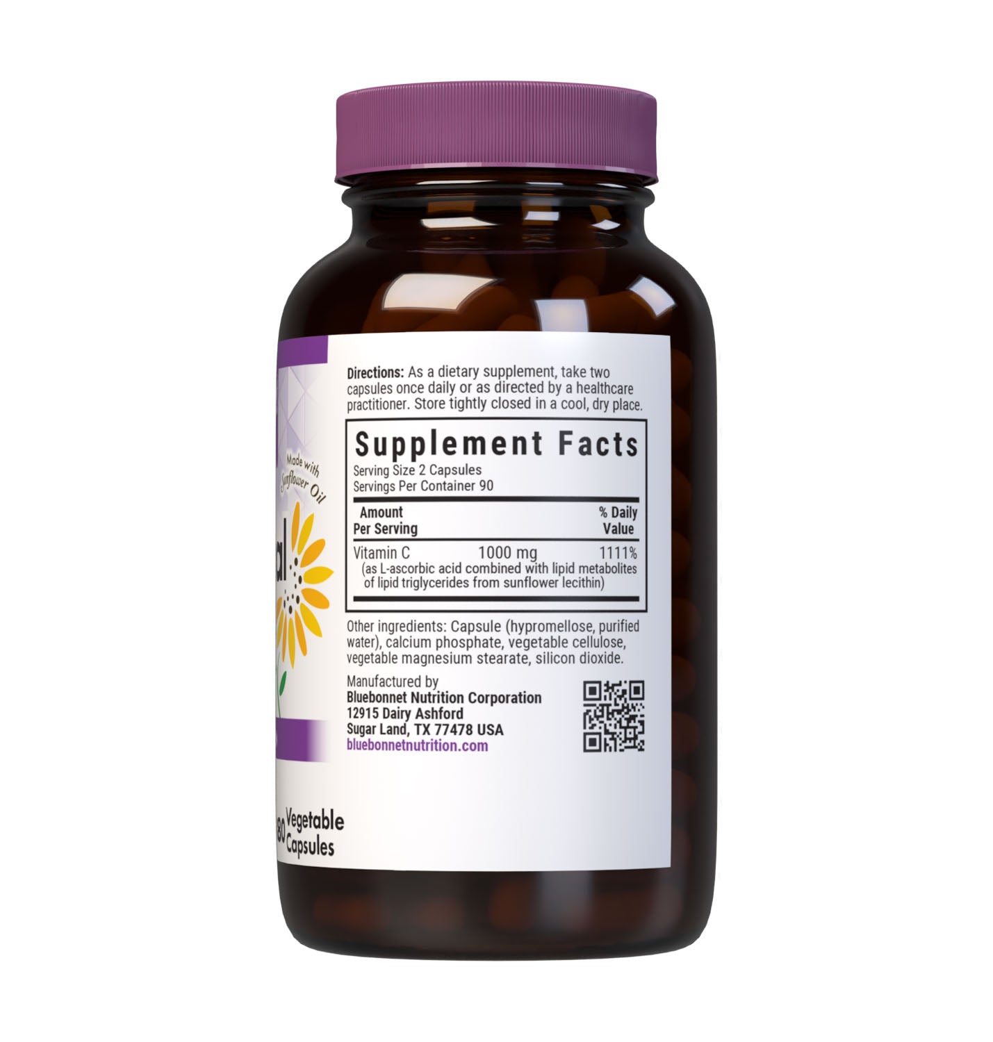 Formulated with Liposomal Pureway-C, 180 Vegetable Capsules a patented and clinically tested form of vitamin C that fuses ascorbic acid and citrus bioflavonoids to lipid metabolites such as fatty acids, esters, and fatty alcohols for better delivery, absorption and uptake to help support immune health, joint comfort & collagen synthesis. Supplement facts panel. #size_180 count