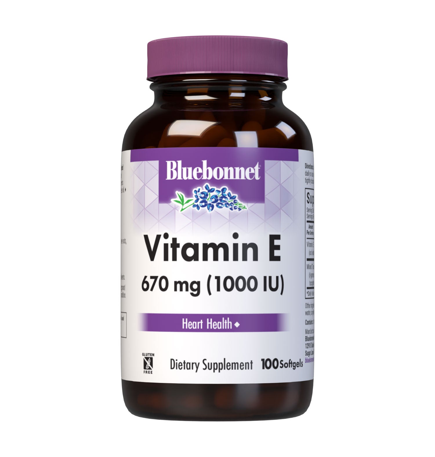 Bluebonnet’s Vitamin E 1000 lU (670 mg) Mixed Softgels are specially formulated with d-alpha tocopherol and full spectrum tocopherol isomers (beta, delta and gamma) in a base of vegetable oil. Vitamin E is an antioxidant that provides free radical protection as well as cardiovascular support. #size_100 count