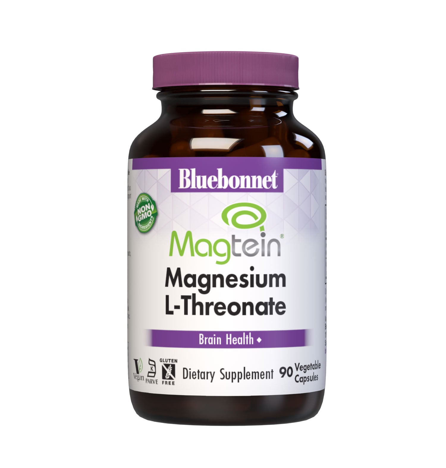 Bluebonnet’s Magnesium L-Threonate 90 Vegetable Capsules are specially formulated with a patented form of magnesium L-threonate, Magtein, which has been clinically researched as an ultra-absorbable form of magnesium to the brain. #size_90 count