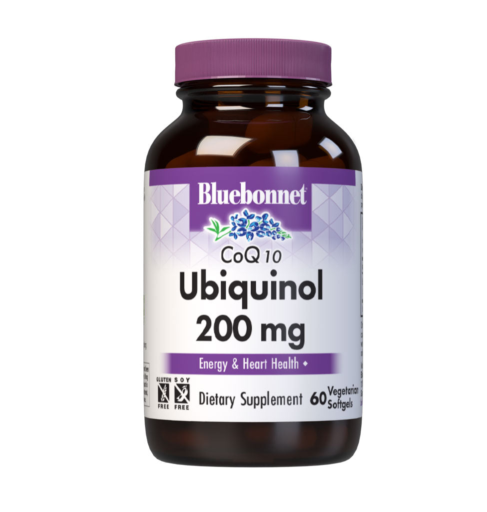 Bluebonnet’s Cellular Active CoQ10 Ubiquinol 60 Vegetarian Softgels are formulated with 200 mg of the active antioxidant form of CoQ10 (ubiquinol), which may support energy levels and heart health. #size_60 count