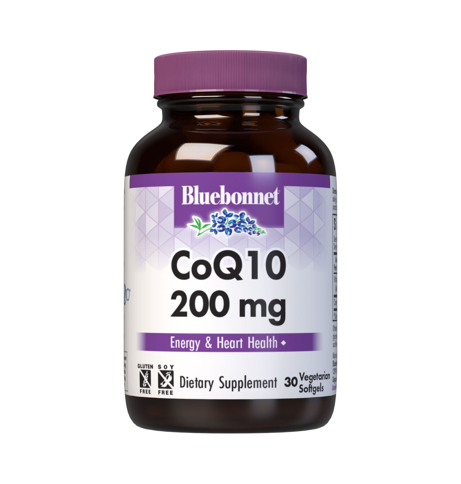 Bluebonnet’s CoQ10 200 mg 30 Vegetarian Softgels are formulated with the trans-isomer form of CoQ10 (ubiquinone) in a base of non-GMO sunflower oil along with vitamin E to help support energy levels and heart health. #size_30 count