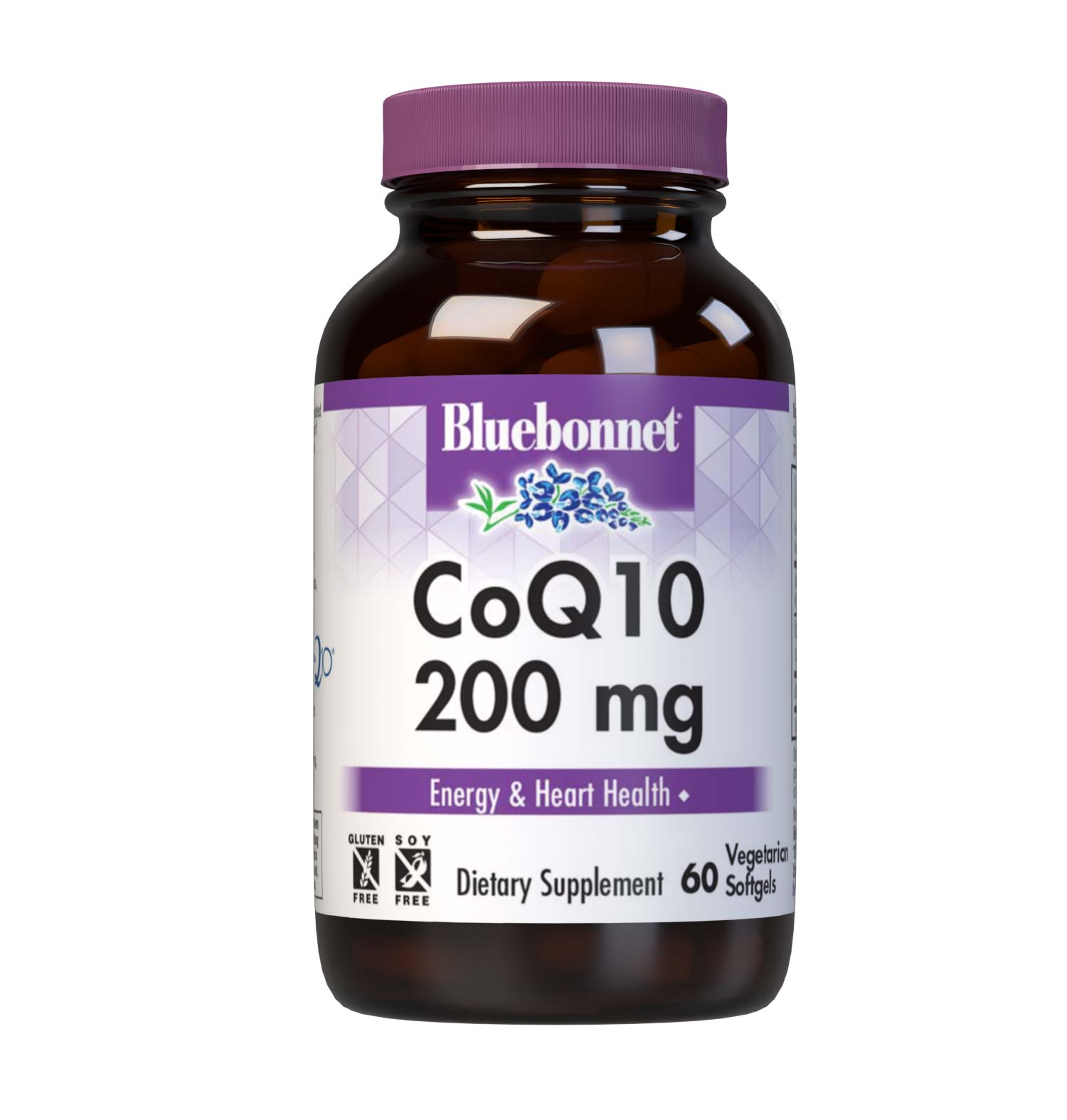 Bluebonnet’s CoQ10 200 mg 60 Vegetarian Softgels are formulated with the trans-isomer form of CoQ10 (ubiquinone) in a base of non-GMO sunflower oil along with vitamin E to help support energy levels and heart health. #size_60 count