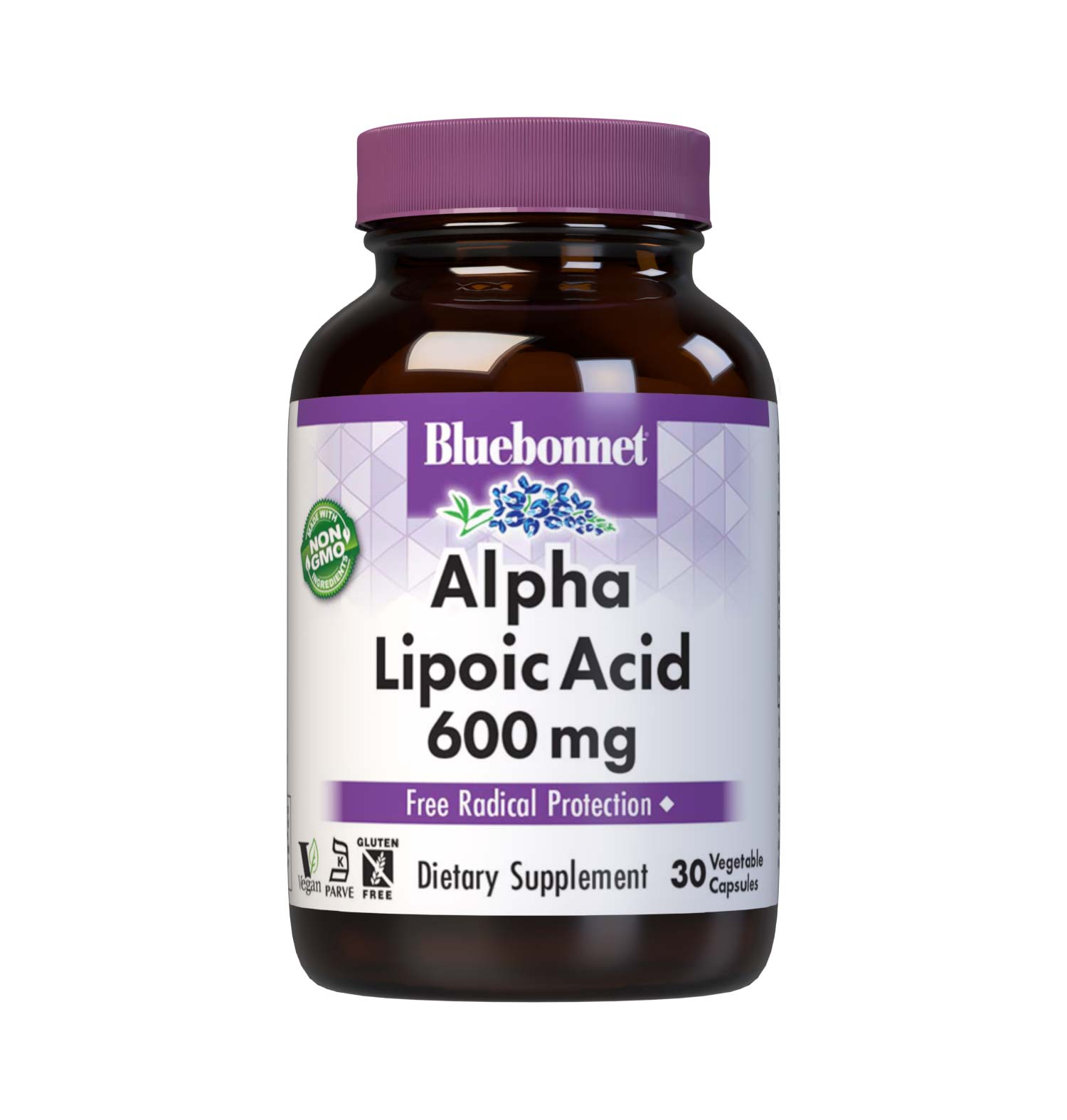 Bluebonnet’s Alpha Lipoic Acid 600 mg 30 Vegetable Capsules are formulated with alpha lipoic acid in its crystalline form. Alpha lipoic acid is a unique antioxidant that is both fat-soluble and water-soluble, and is known for its free radical scavenger activity. #size_30 count