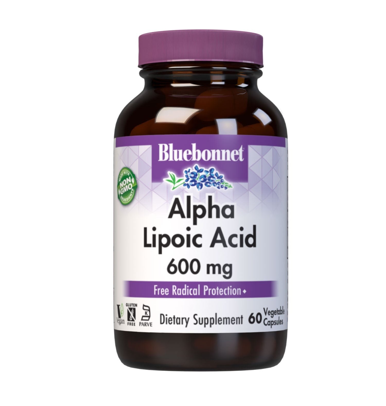 Bluebonnet’s Alpha Lipoic Acid 600 mg 60 Vegetable Capsules are formulated with alpha lipoic acid in its crystalline form. Alpha lipoic acid is a unique antioxidant that is both fat-soluble and water-soluble, and is known for its free radical scavenger activity.  #size_60 count